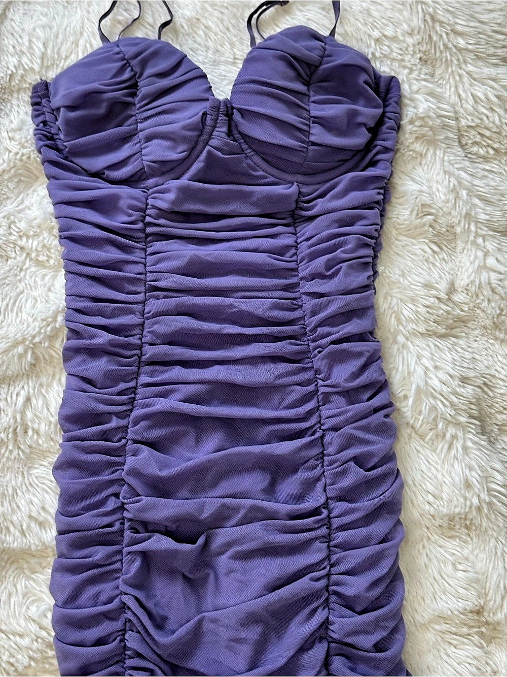 Fashion Nova Ruched Strappy Maxi Dress Purple Small Like New